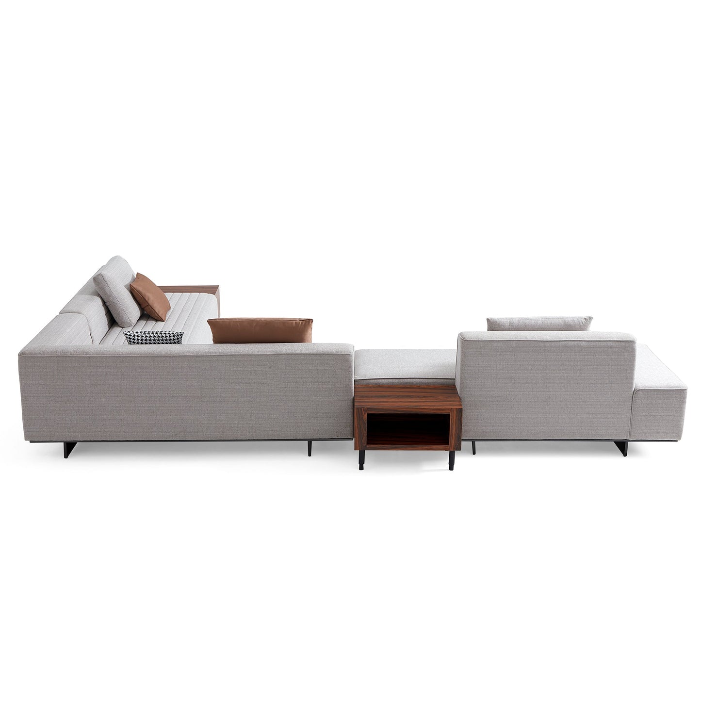 Brandy Channel Tufting Sectional with Coffee Table-Gray-173.2"(2)