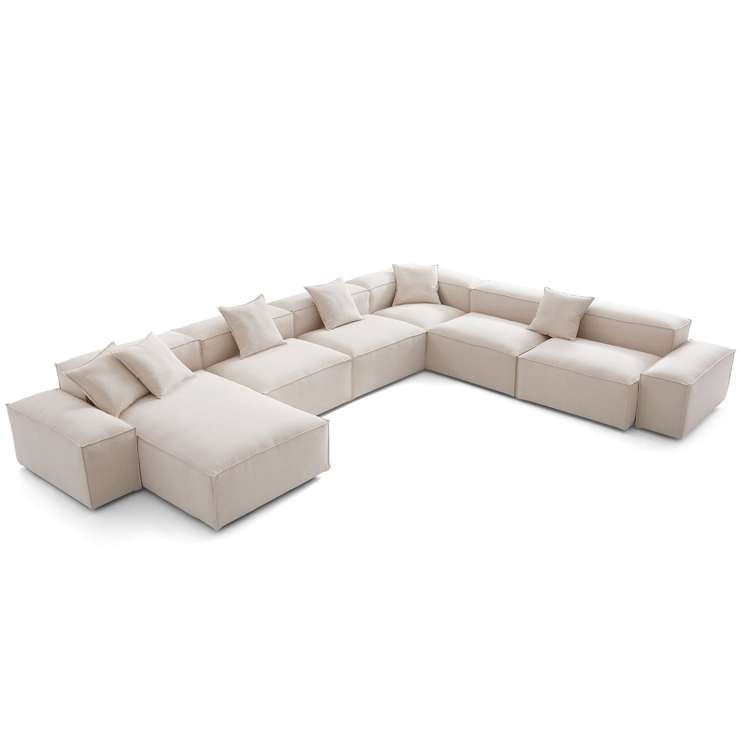 Freedom Modular Khaki U Shaped Sectional Sofa-Khaki-177.2"-Low