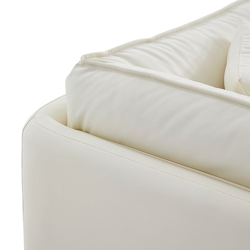 Vanilla White Leather Armchair-White