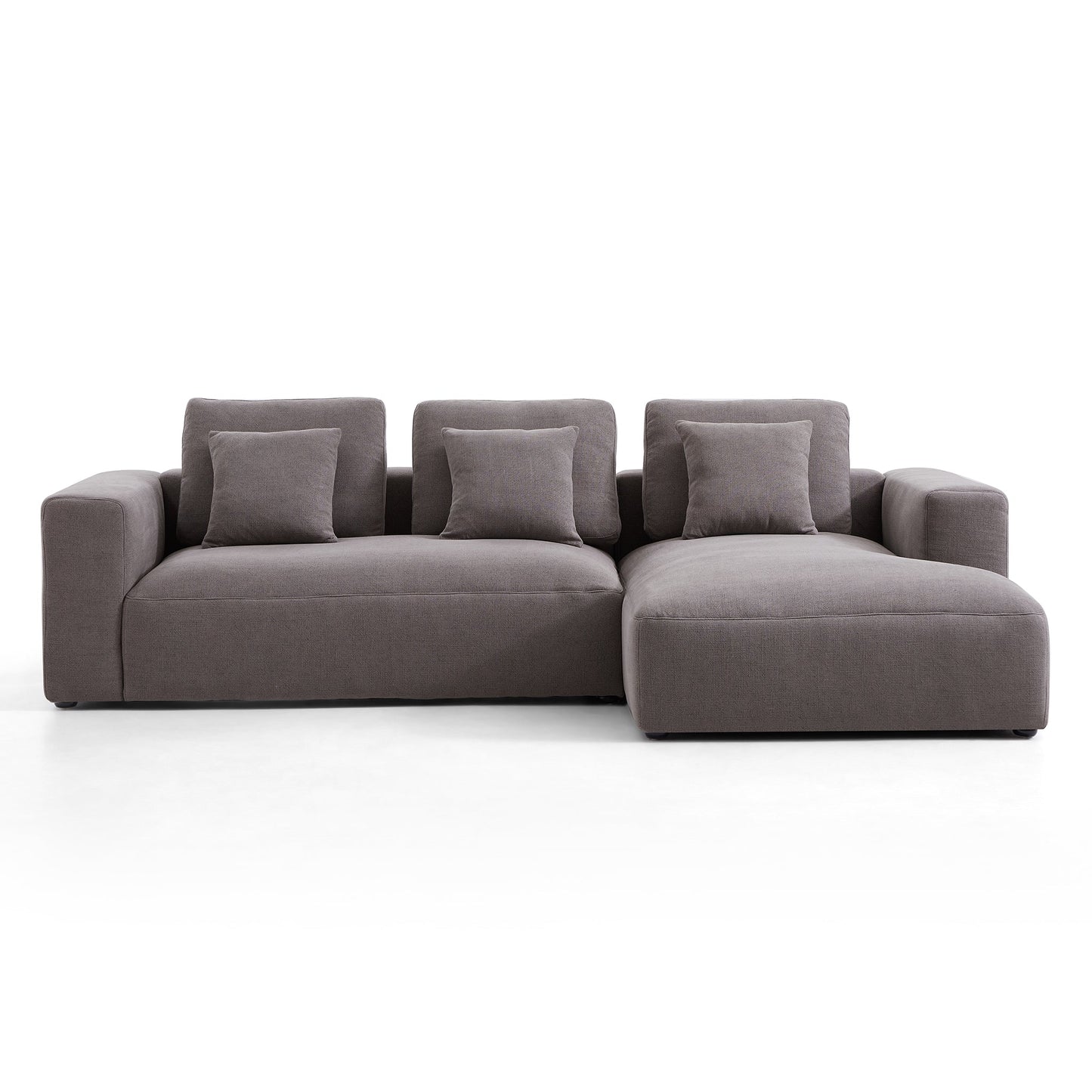 Nathan Modular Dark Gray Natural Linen Sectional Sofa-Dark Gray-115.2"-Facing Right
