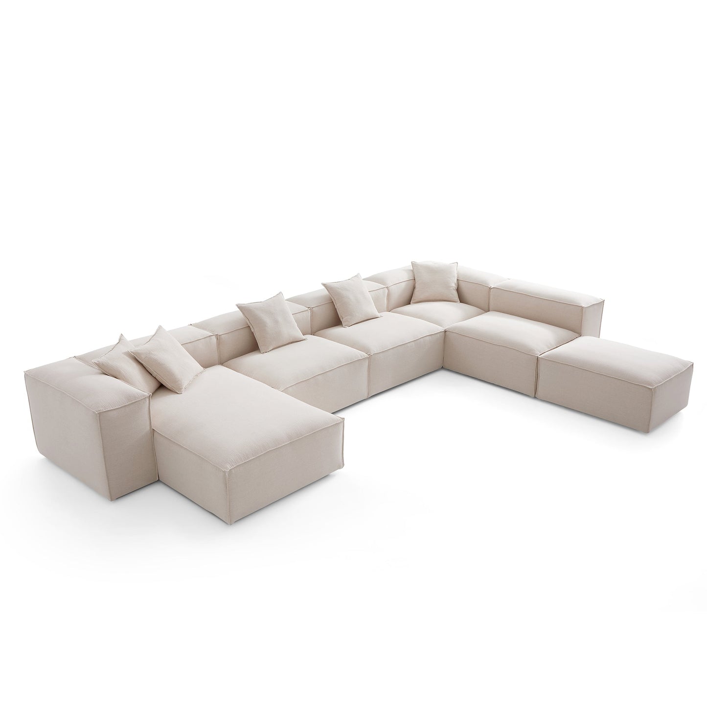 Freedom Modular Khaki Open End Sectional Sofa-Khaki-177.2"-High