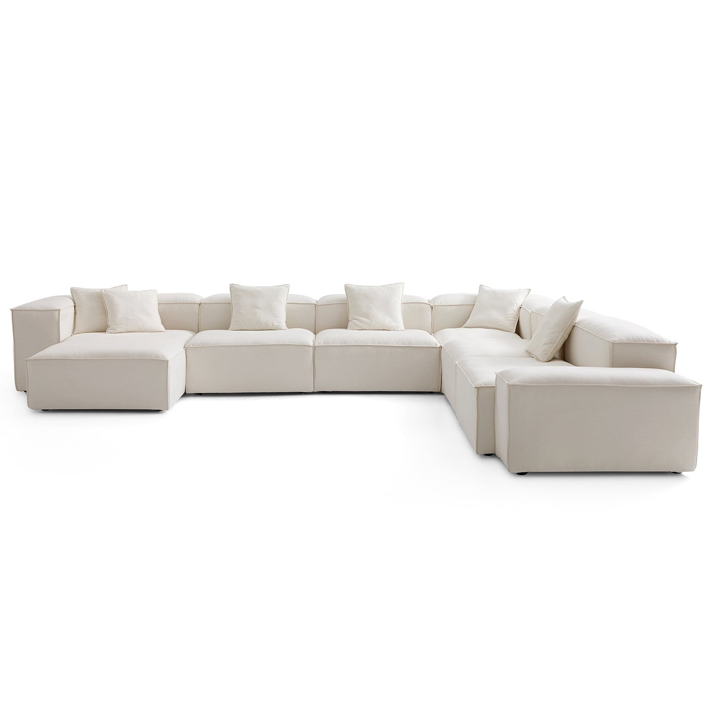 Freedom Modular Beige U Shaped Sectional Sofa-Beige-177.2"-Low & High