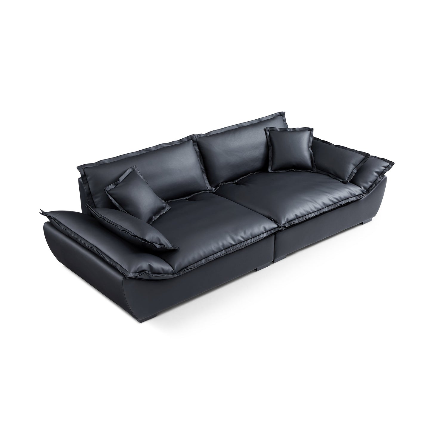 Casper Sailboat Leather Sofa-Black