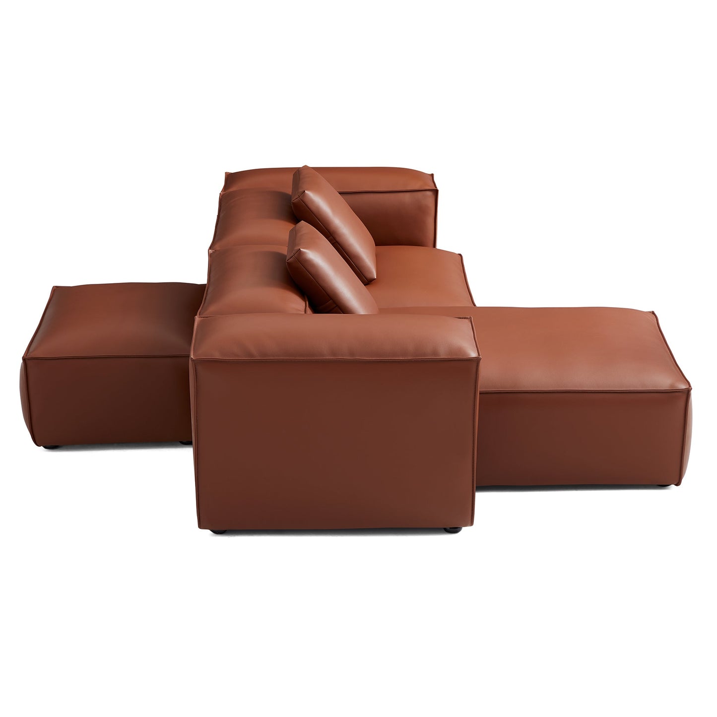Cube Modular Brown Genuine Leather Double Sided Sectional-Brown-105.5"-High