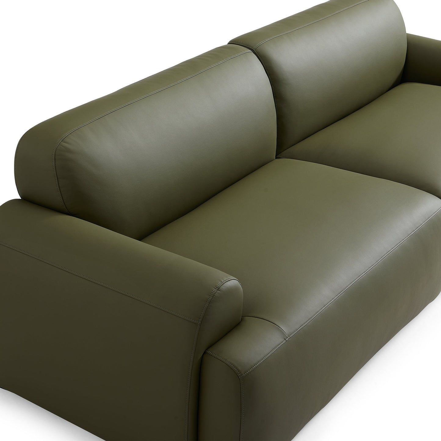 Brenley Modern Italian Leather Sofa-Olive