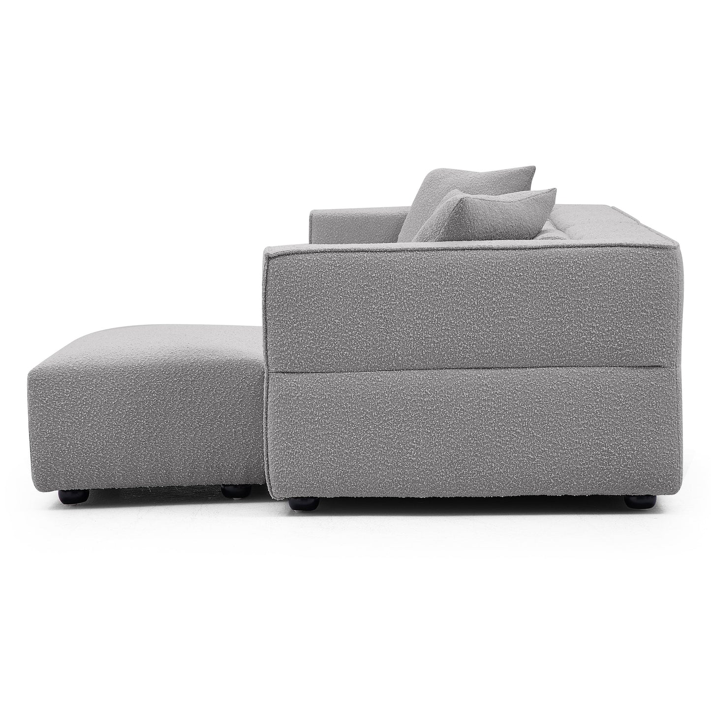Nordic Modern Creamy Sofa with Ottoman-Gray