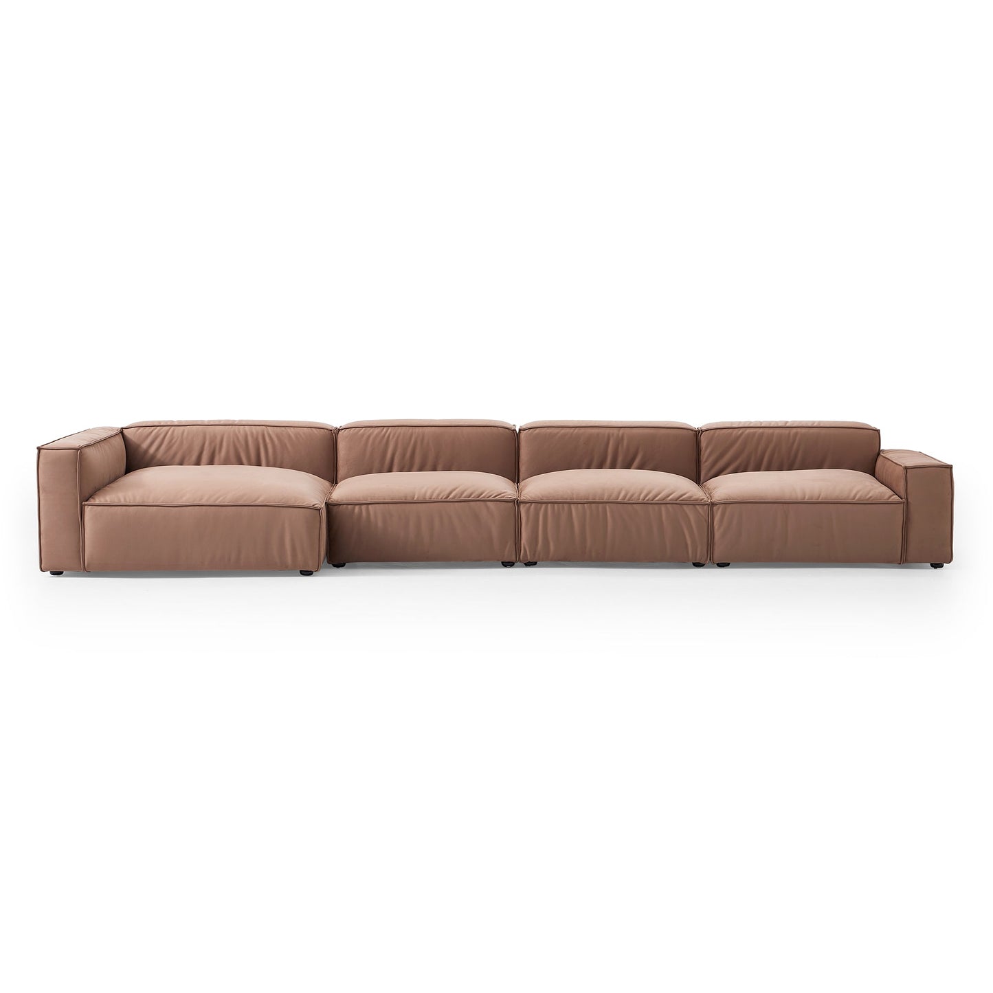Luxury Minimalist Brown Fabric Sectional-Brown-185.0"-Facing Left