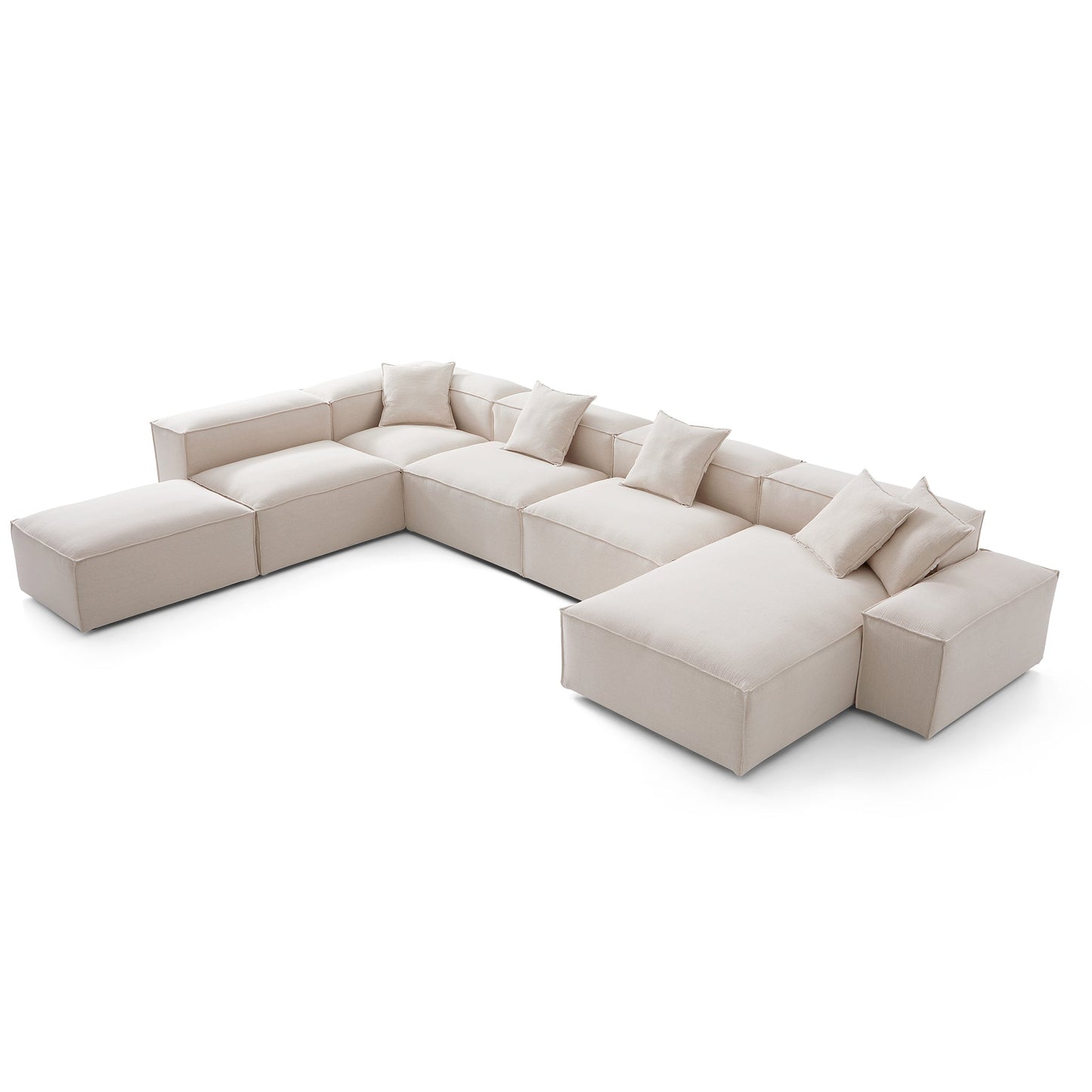 Freedom Modular Khaki Open End Sectional Sofa-Khaki-177.2"-Low