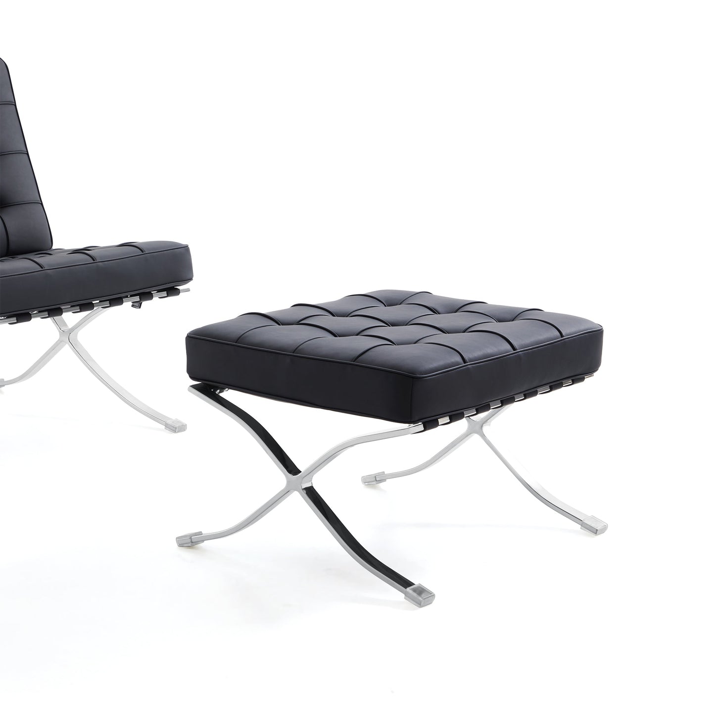 Barcelona Leather Lounge Chair-Black