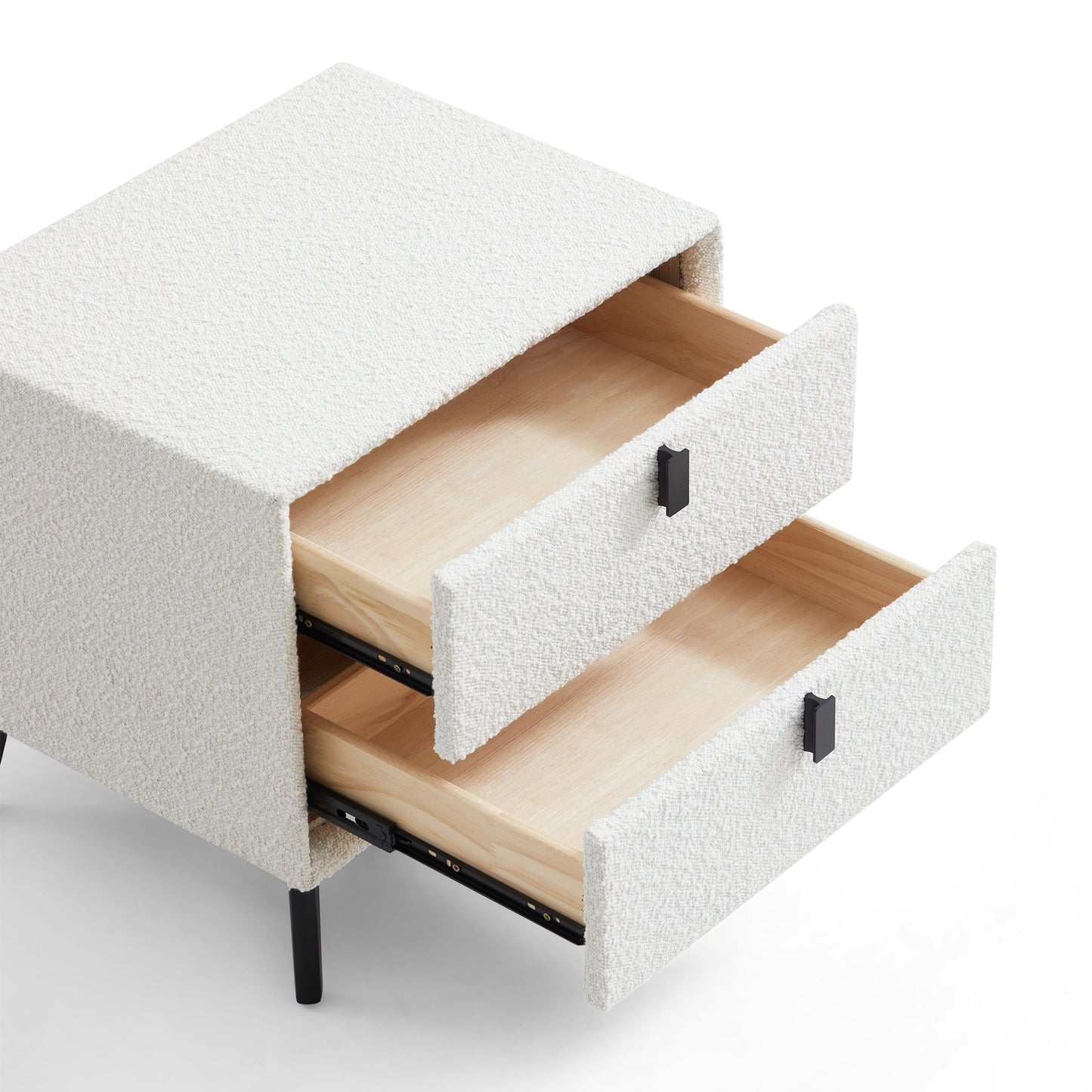 Cushy Boucle Fabric Nightstand-19.7"