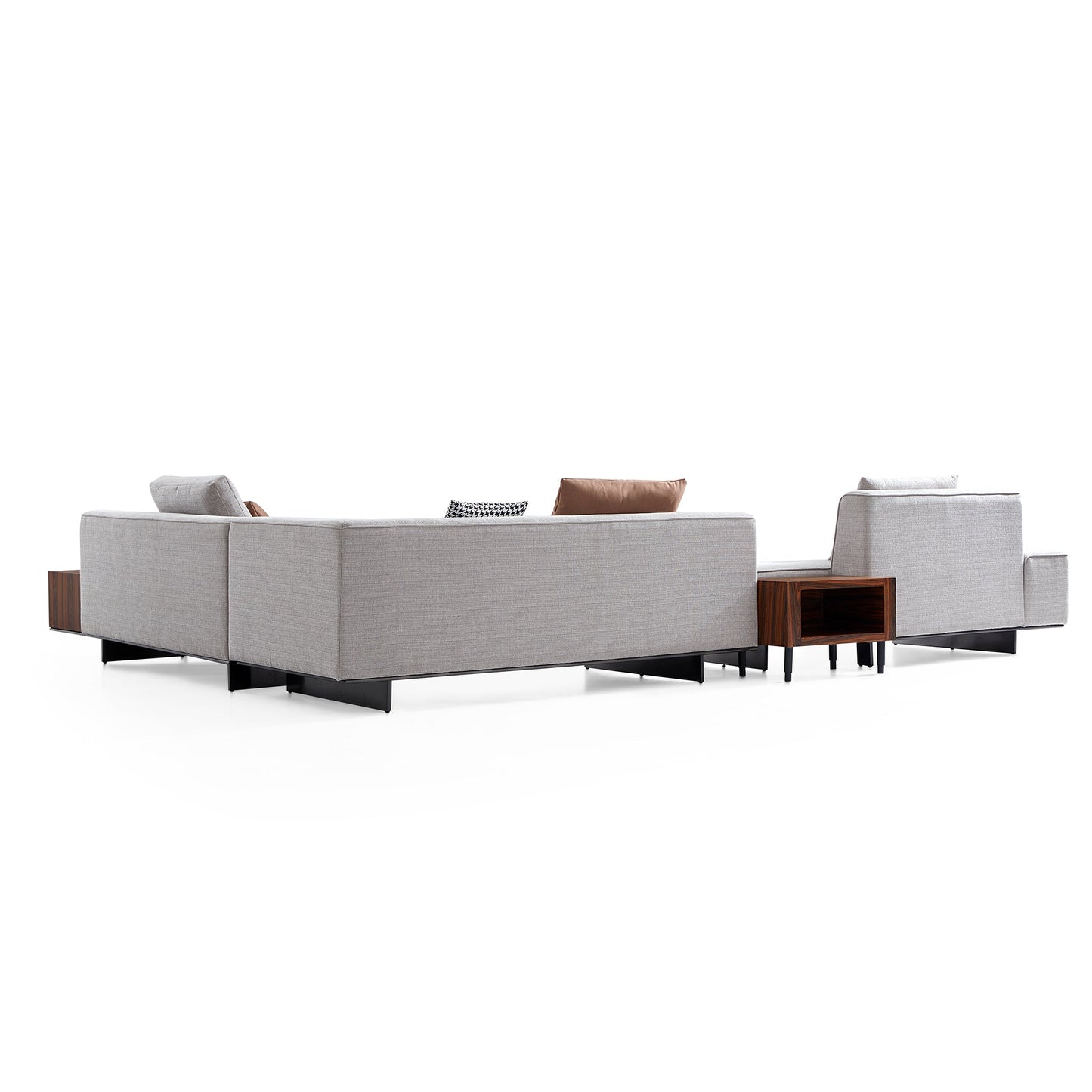 Brandy Channel Tufting Sectional with Coffee Table-Gray-173.2"(2)