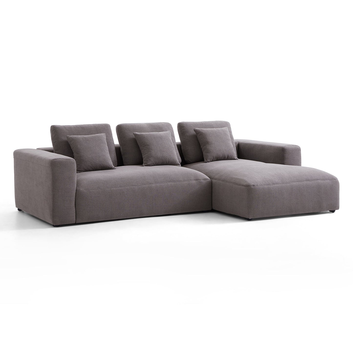 Nathan Modular Dark Gray Natural Linen Sectional Sofa-Dark Gray-115.2"-Facing Right