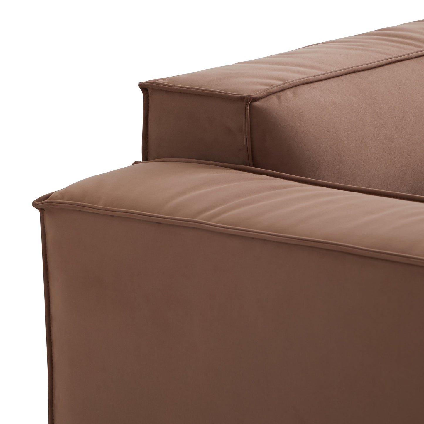 Luxury Minimalist Brown Fabric Sectional Set-Brown