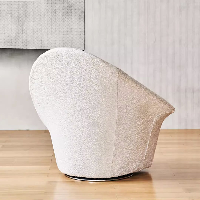 Calla Beige Boucle Fabric Swivel Chair-White