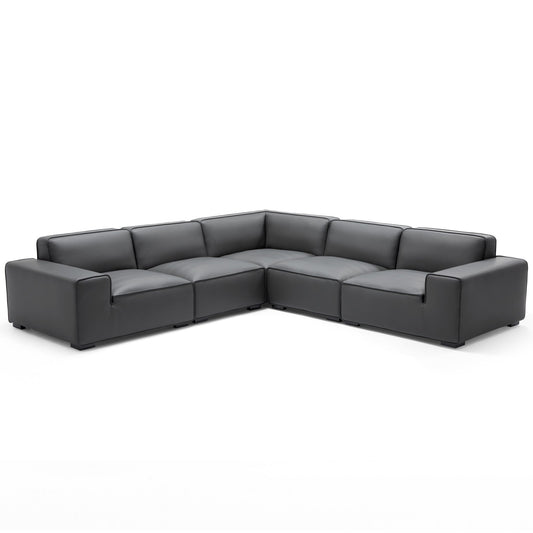Domus Modular Dark Gray Leather L-Shaped Sectional-hidden