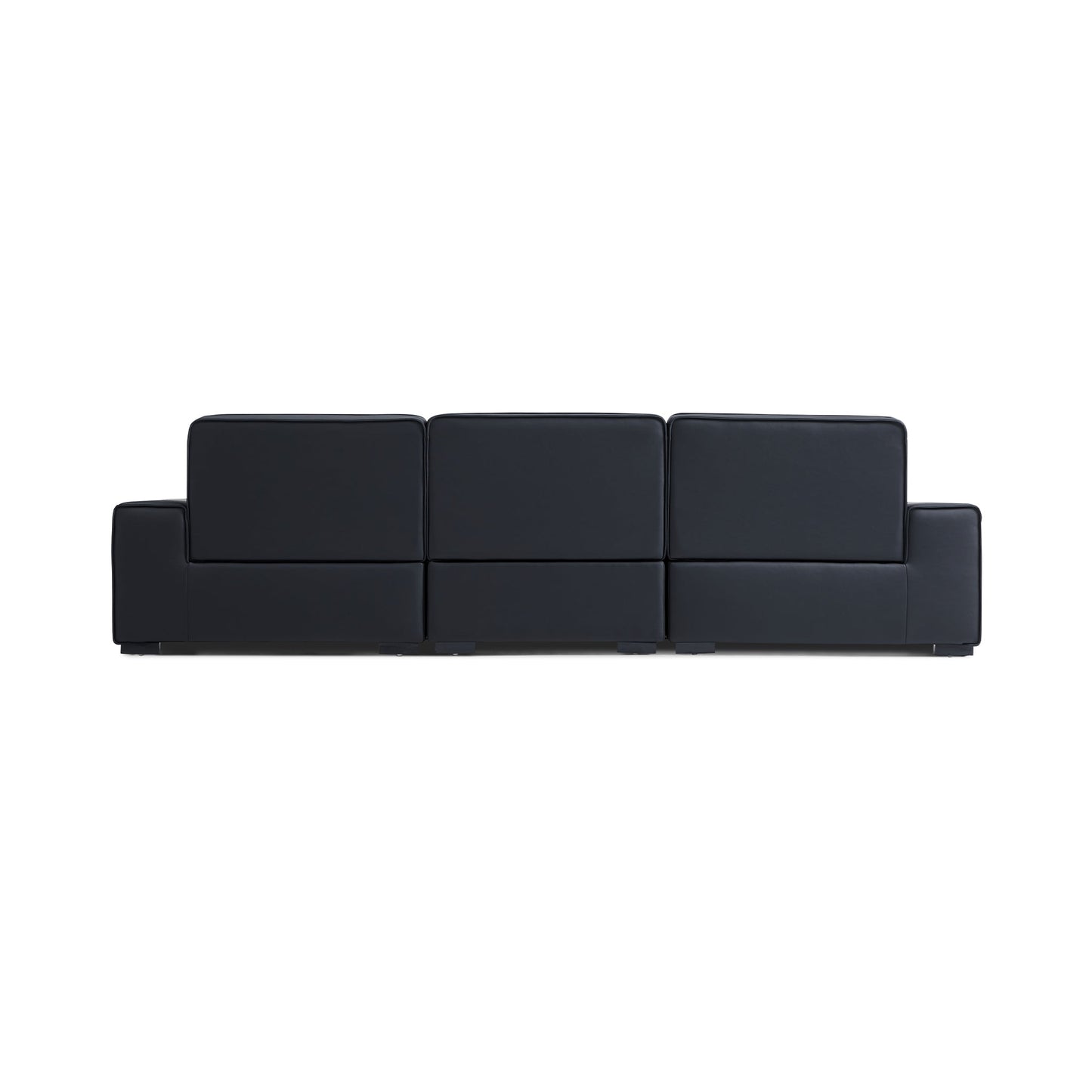 Domus High Back Modular Leather Sofa-Black-129.9"