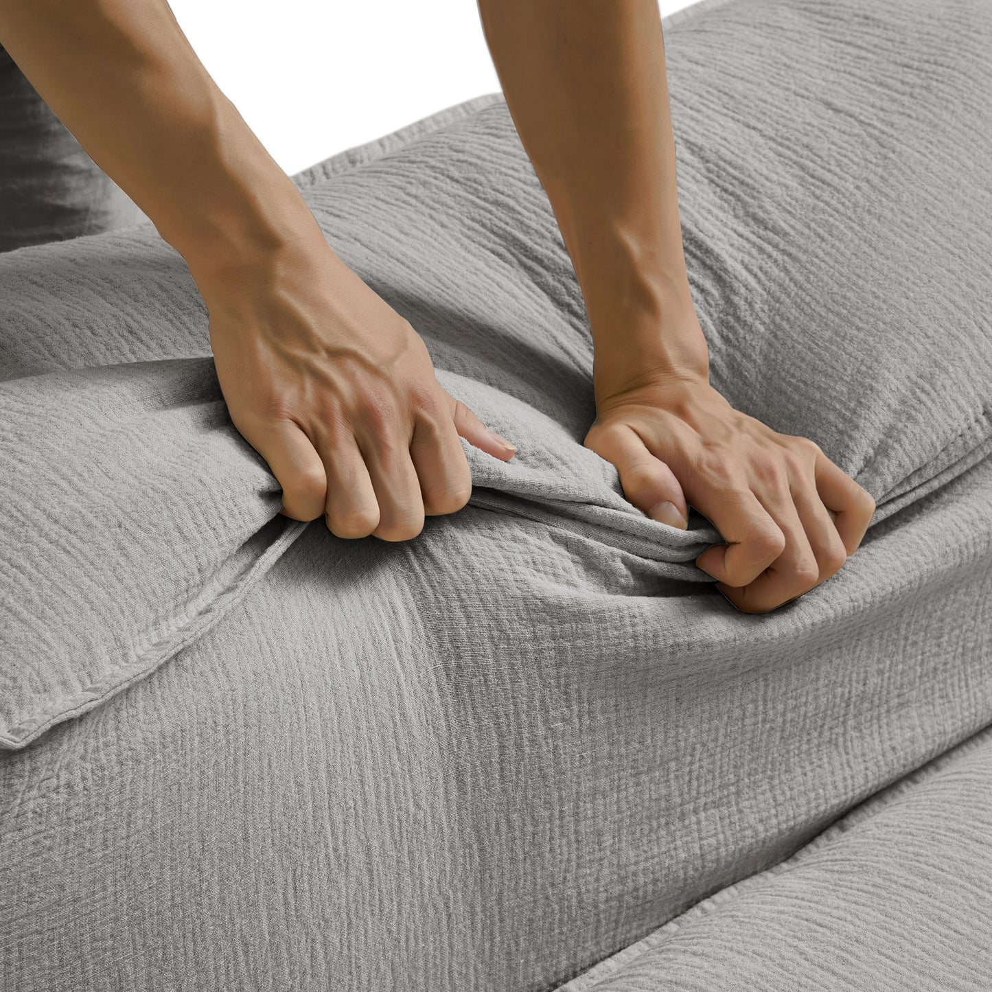 Freedom Modular White Sectional Sofa-Gray