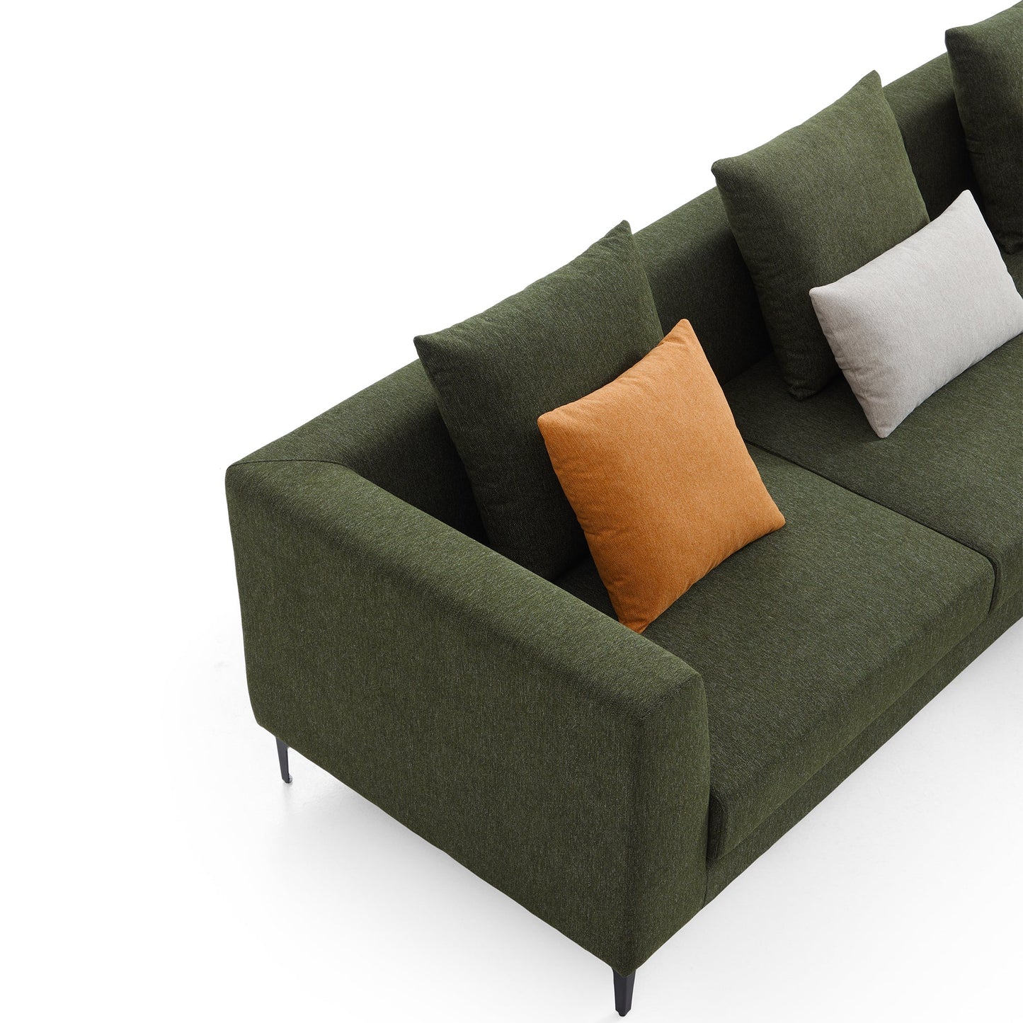 Jungle L Shaped Green Fabric Sectional Sofa With Chaise-Green