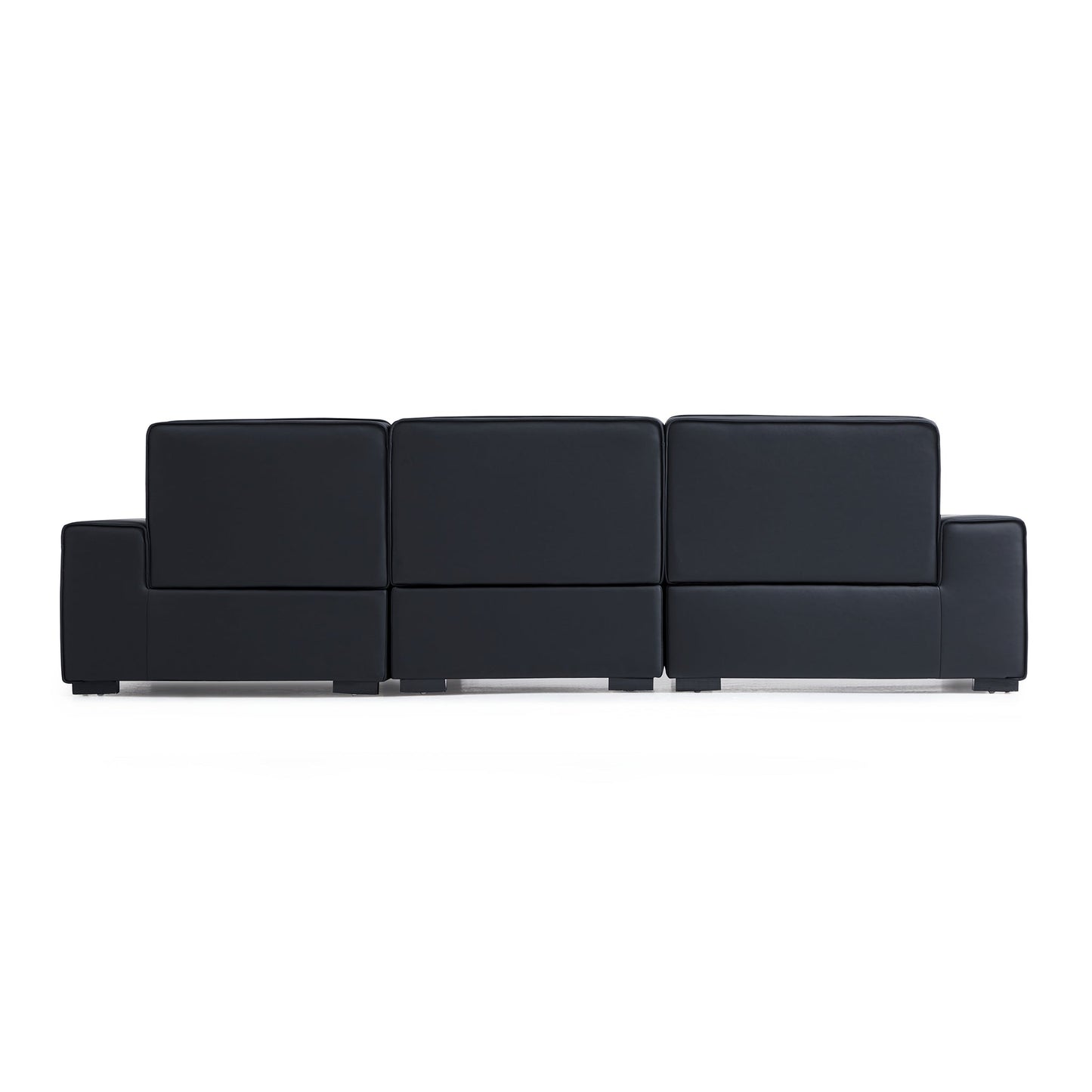 Domus High Back Modular Leather Sectional-Black-125.2"