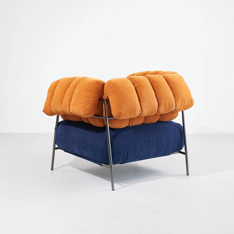 Granchio Russet Fabric Accent chair-Orange & Blue