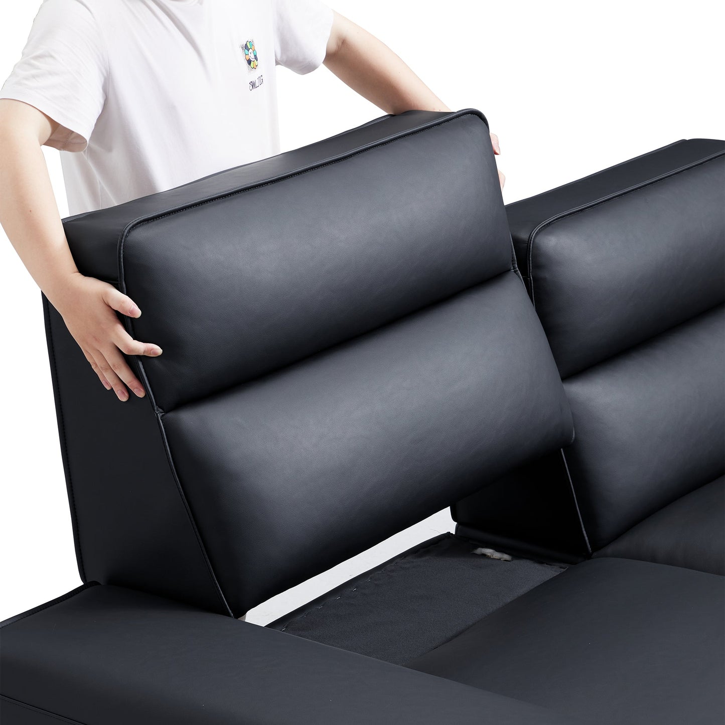 Domus High Back Modular Leather Sofa-Black