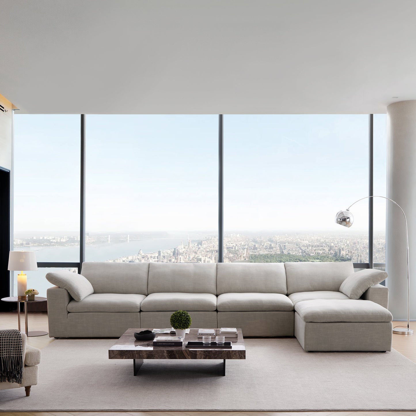 Tender Wabi Sabi Beige Sofa and Ottoman-Sand