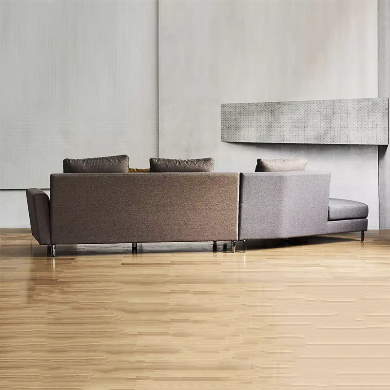 Peanut Dual Tone Curved Sectional-Gray & Brown