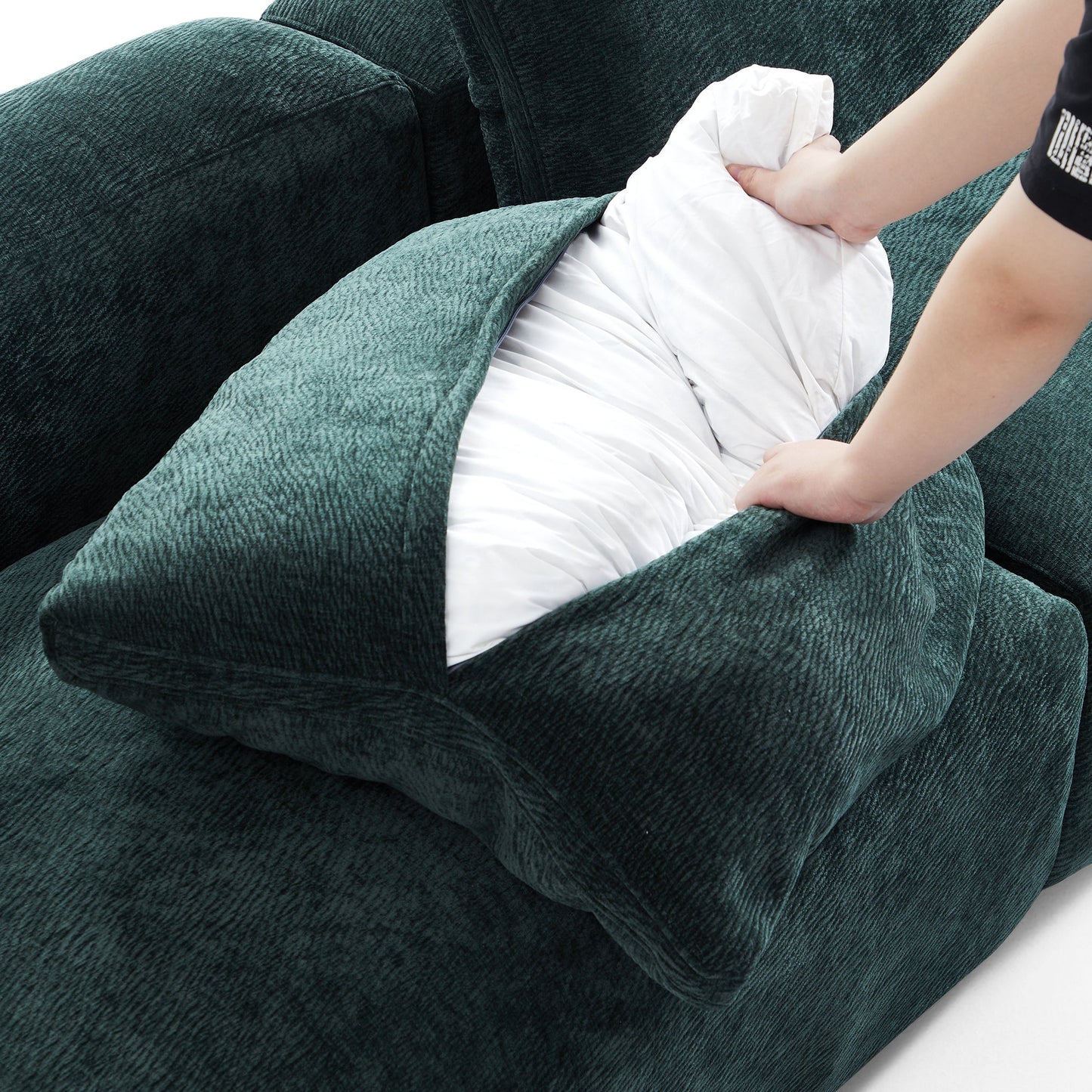 The Empress Green U Shaped Sectional-Green