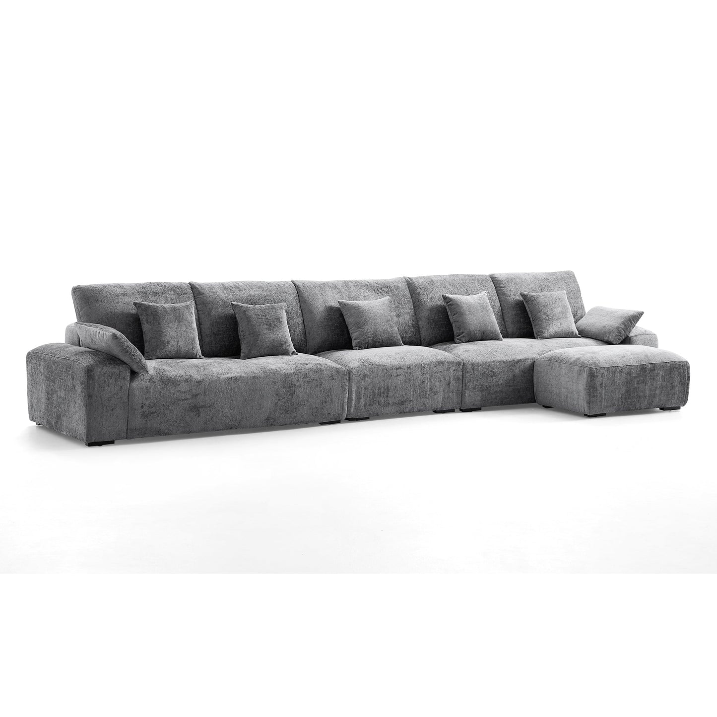 The Empress Beige Sofa and Ottoman-Gray-175.6"