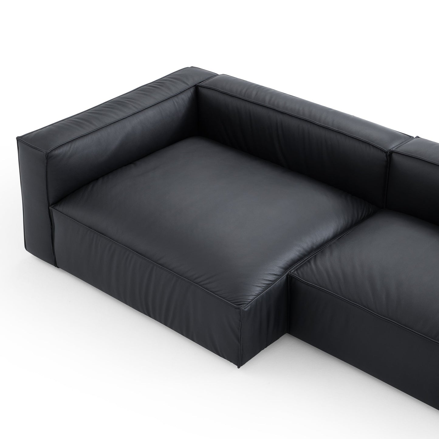 Luxury Minimalist Dark Brown Leather U Shaped Sectional-Black