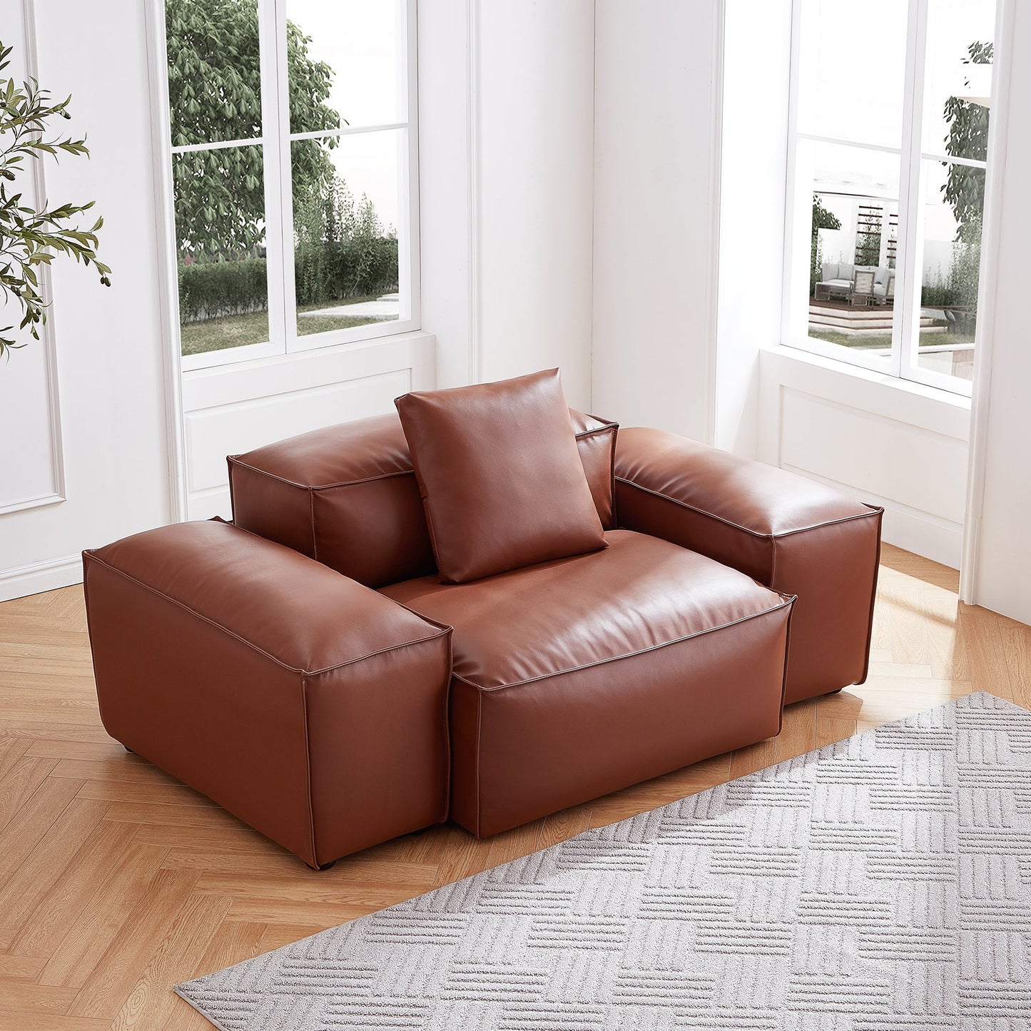 Cube Modular Brown Genuine Leather Armchair