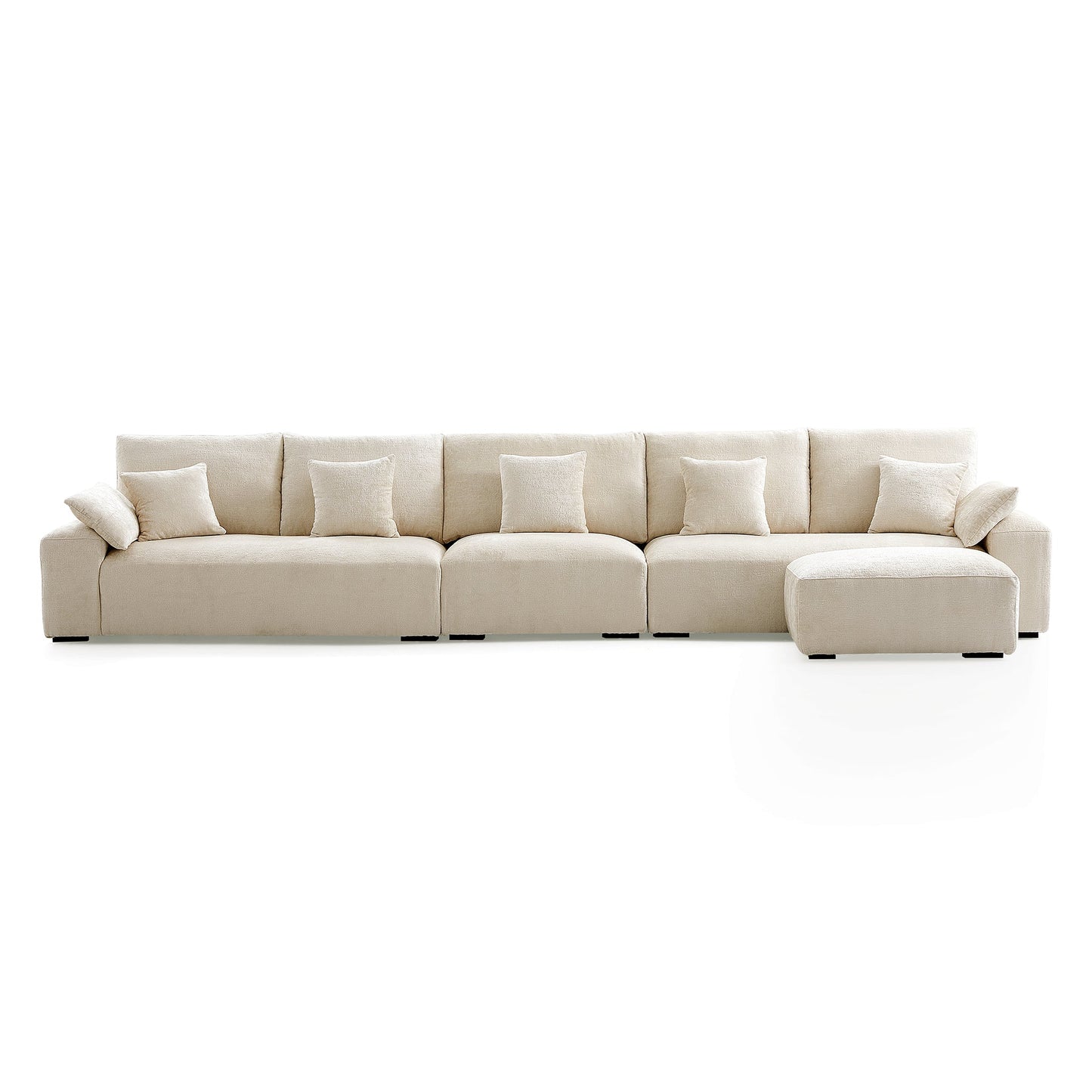 The Empress Beige Sofa and Ottoman-Beige-175.6"