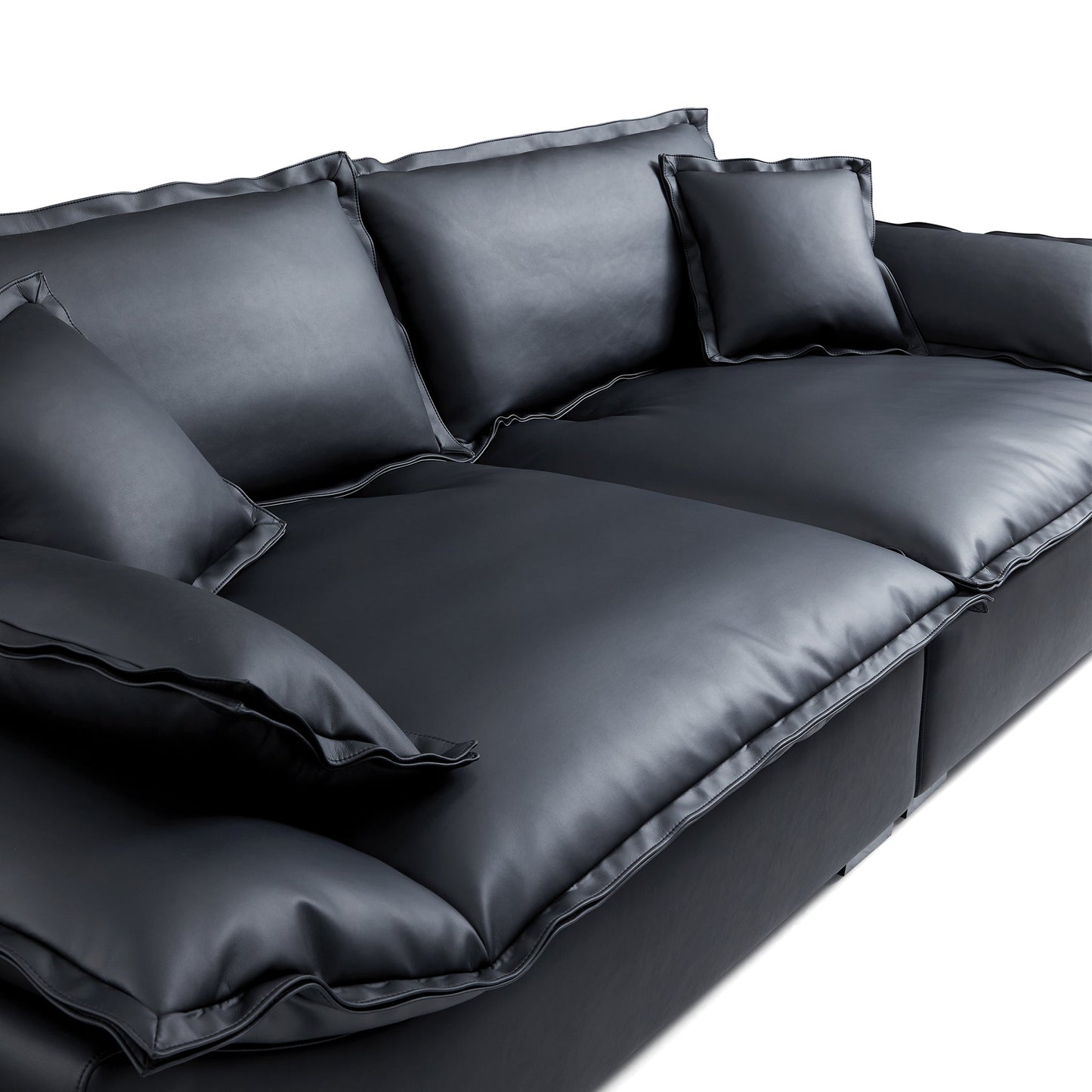 Casper Sailboat Leather Sofa-Black