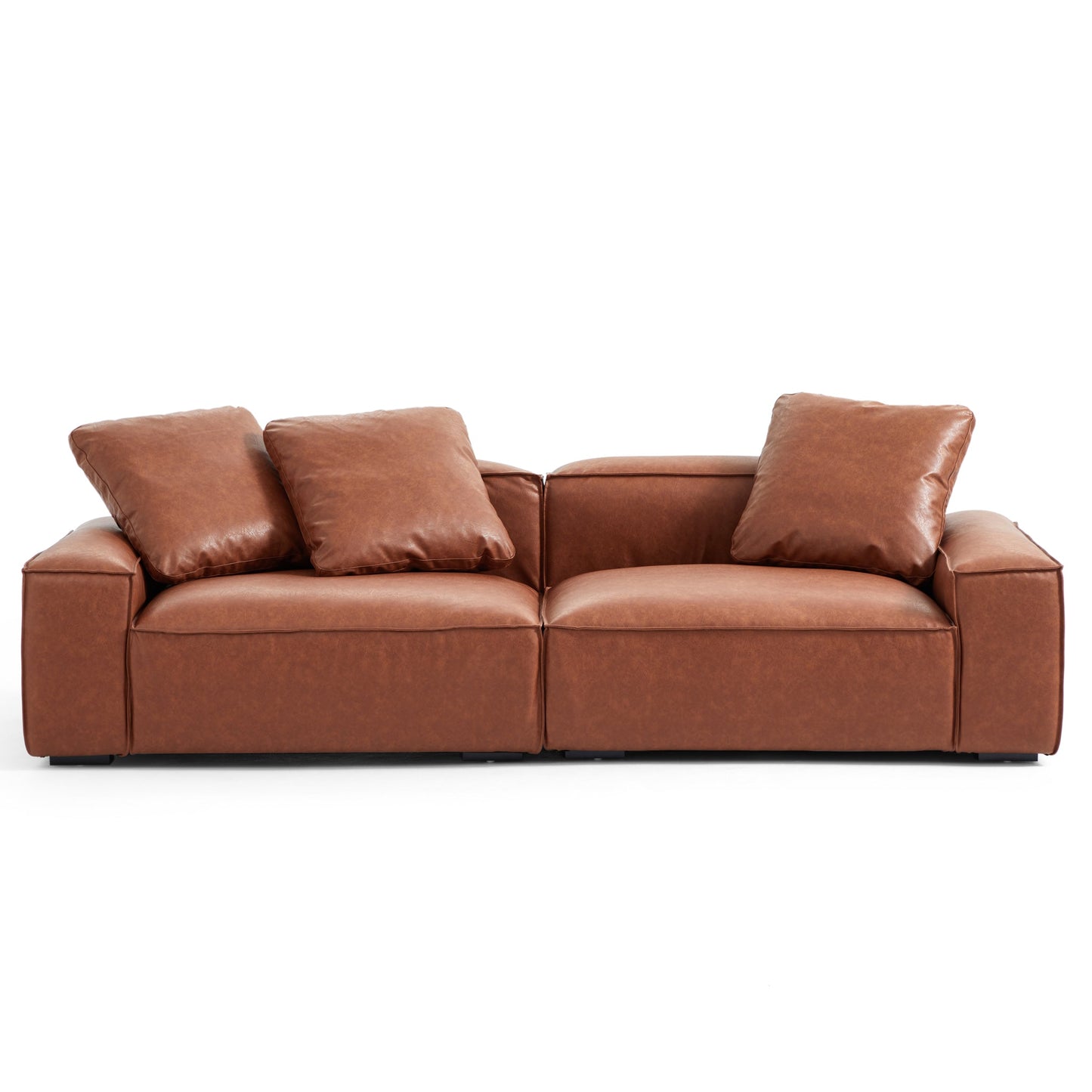 Garvon Vintage Reddish Brown Leathaire Sofa-Reddish Brown-102.4″