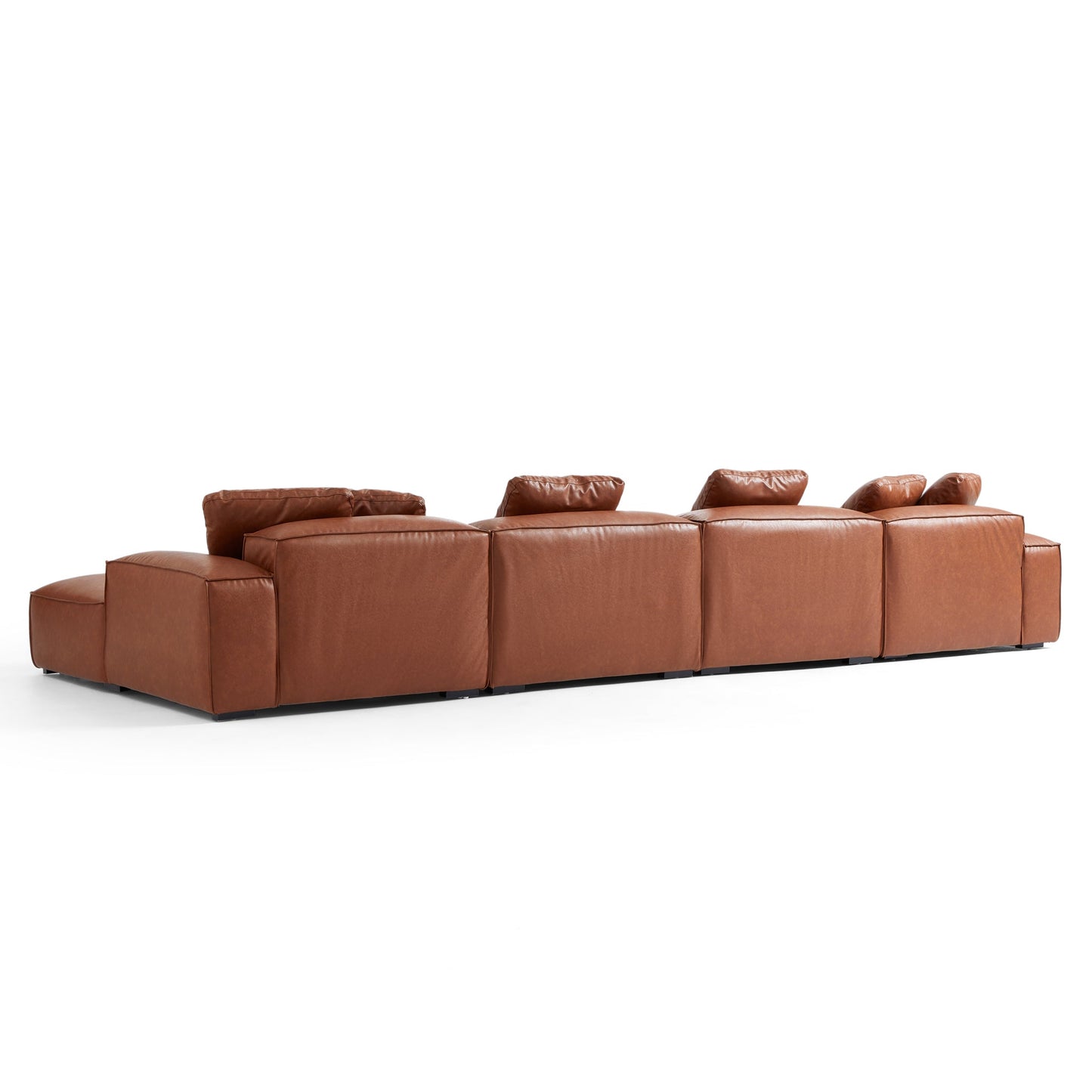 Garvon Vintage Reddish Brown Leathaire Double Chaise Sectional-Reddish Brown-170.9″