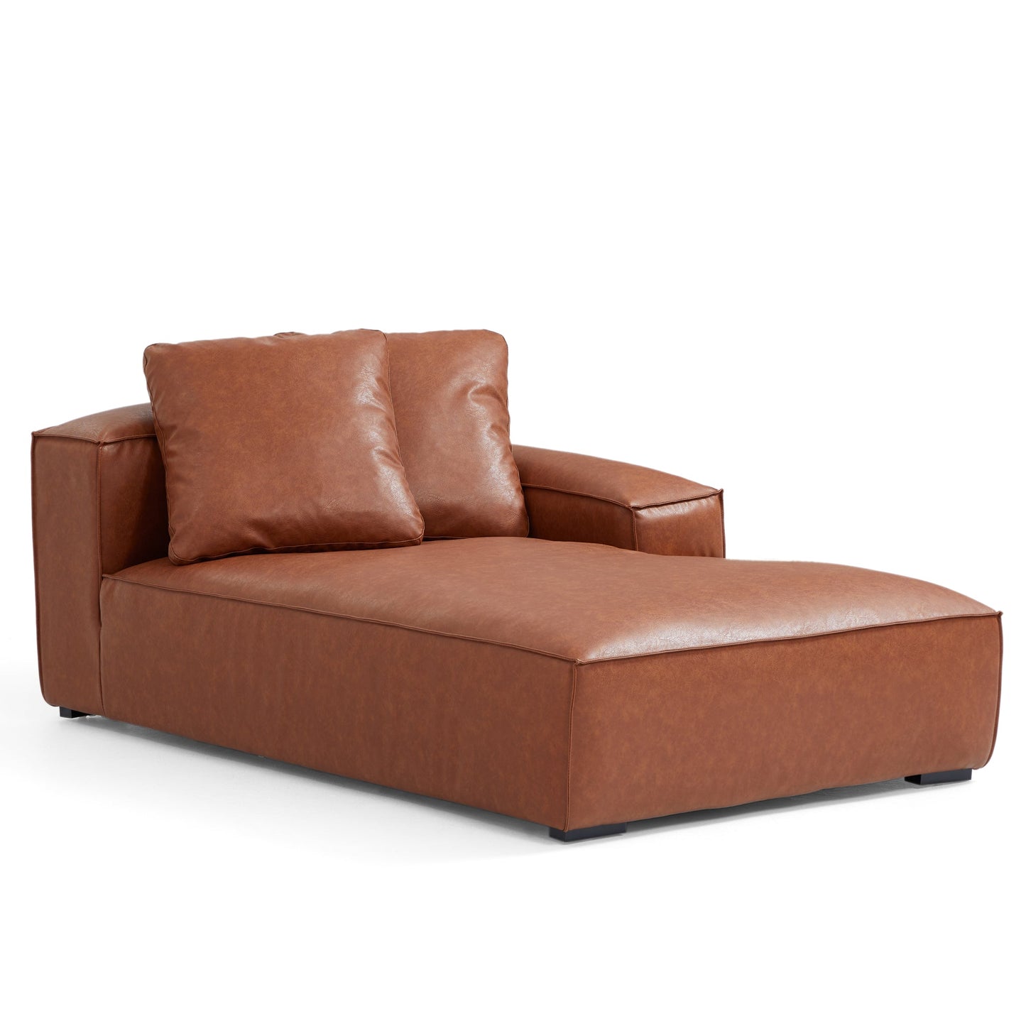 Garvon Vintage Reddish Brown Leathaire Double Chaise Sectional-Reddish Brown