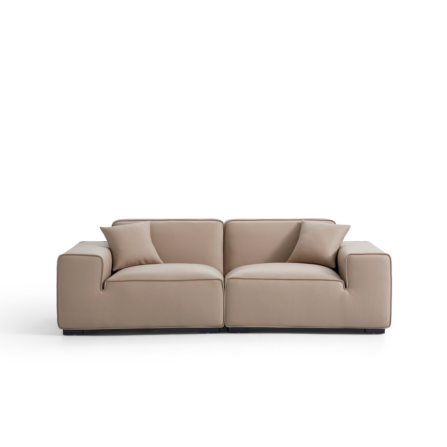 Domus Modular Khaki Leather Sofa-Khaki-94.5"