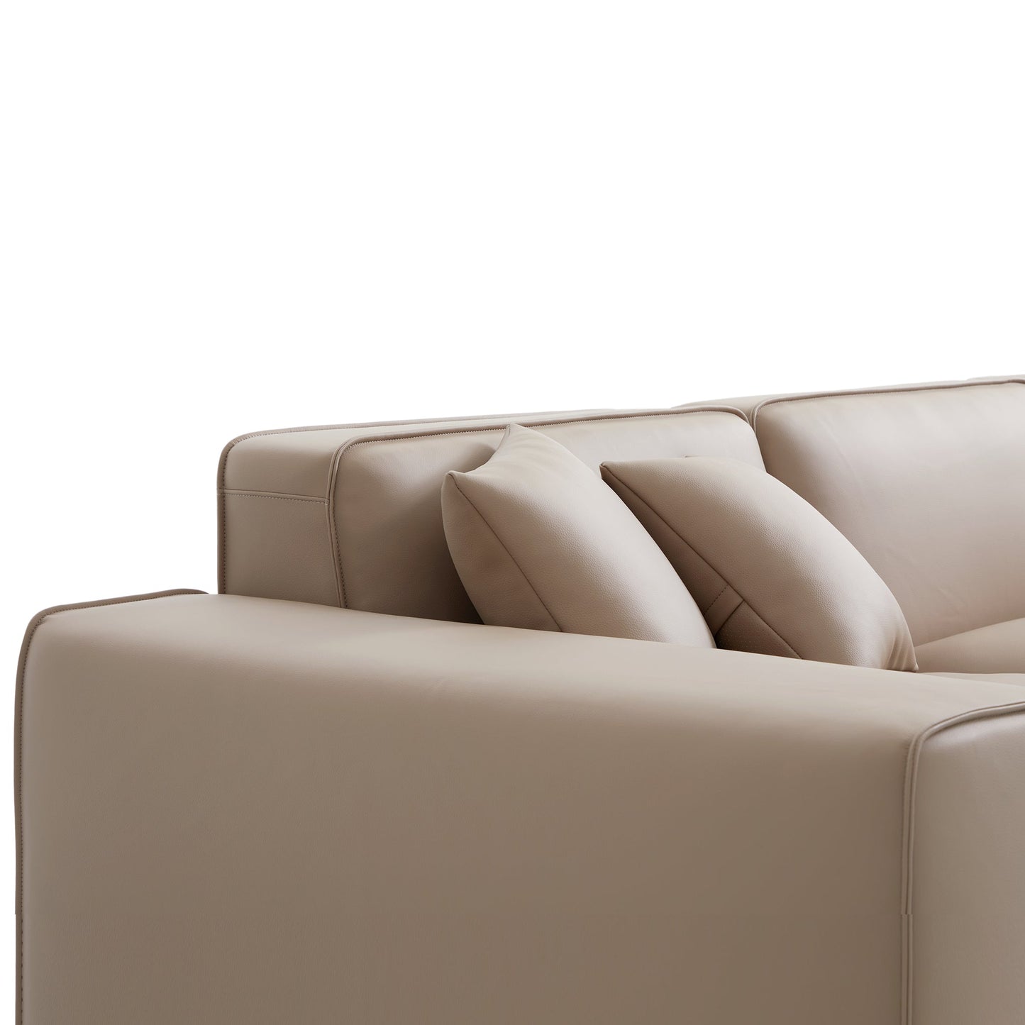 Domus Modular Dark Gray Leather Sofa and Ottoman-Khaki