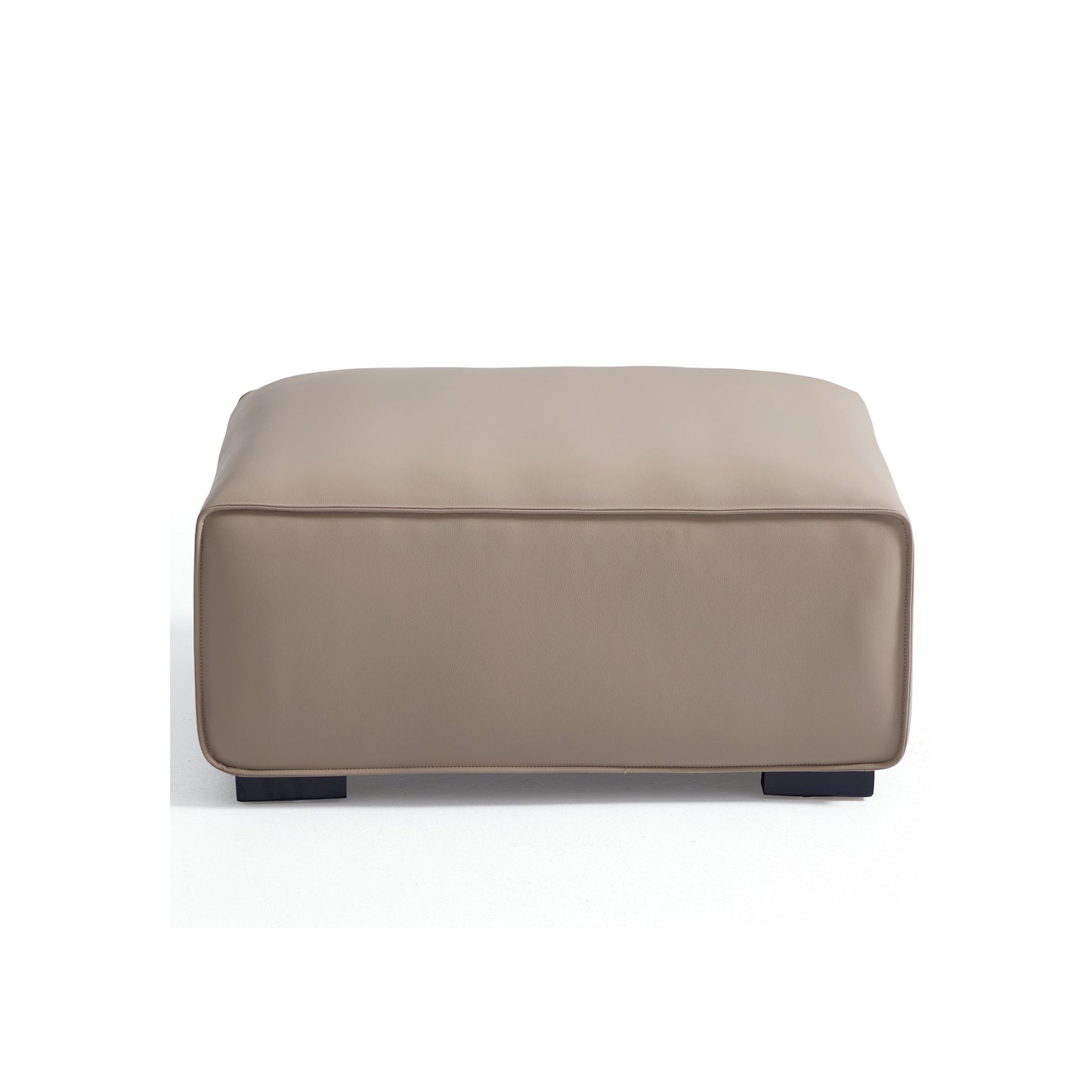 Domus Modular Khaki Leather Sofa and Ottoman-Khaki