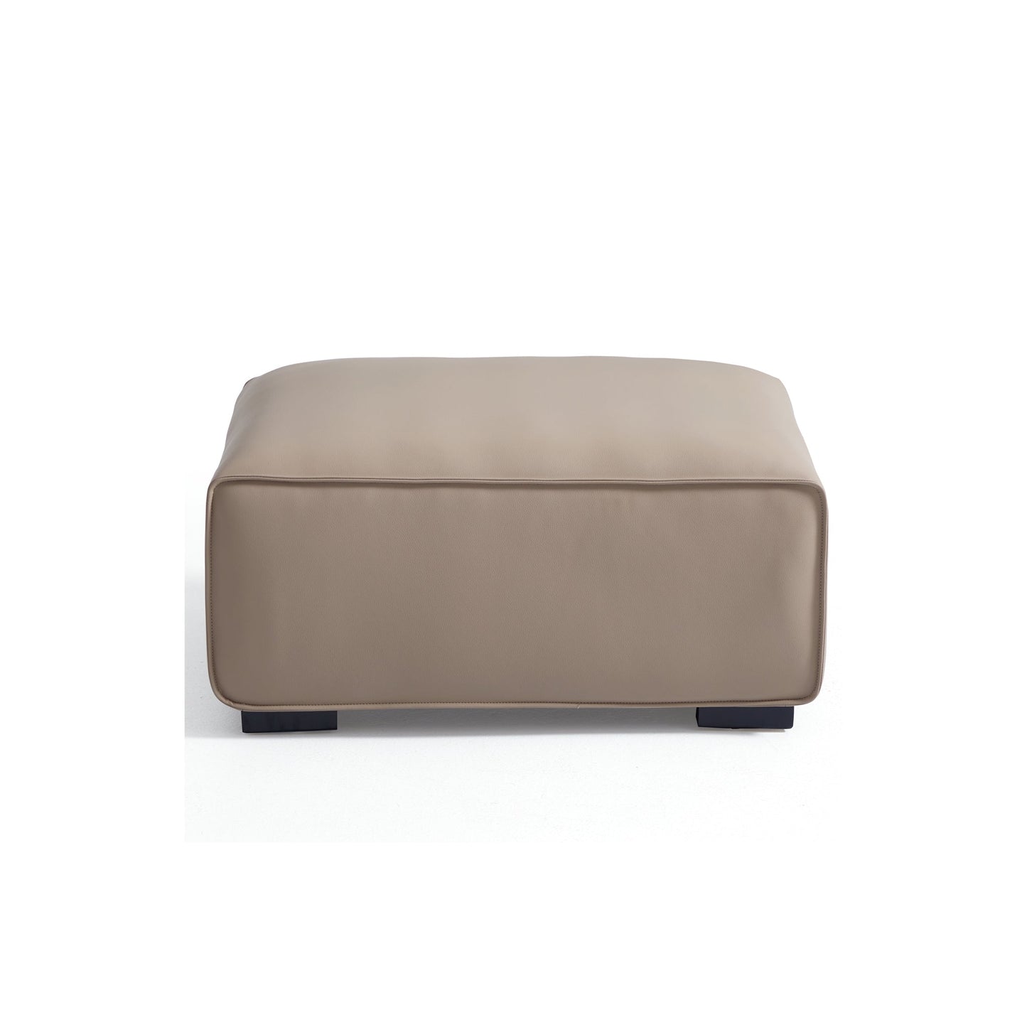 Domus Modular Black Leather Sofa Set-Khaki