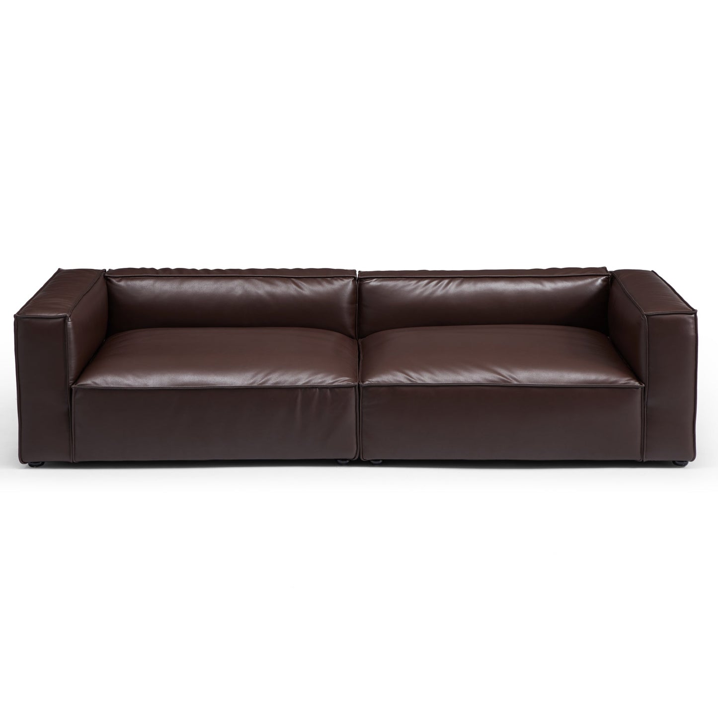 Luxury Minimalist Black Leather Daybed Sofa-Dark Brown