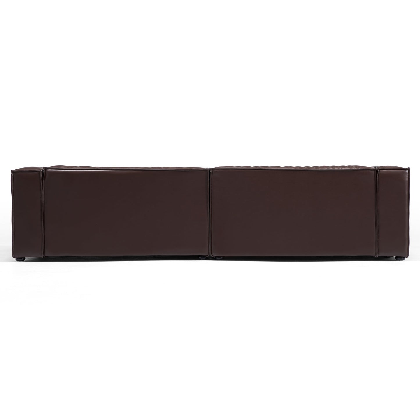 Luxury Minimalist Black Leather Daybed Sofa-Dark Brown