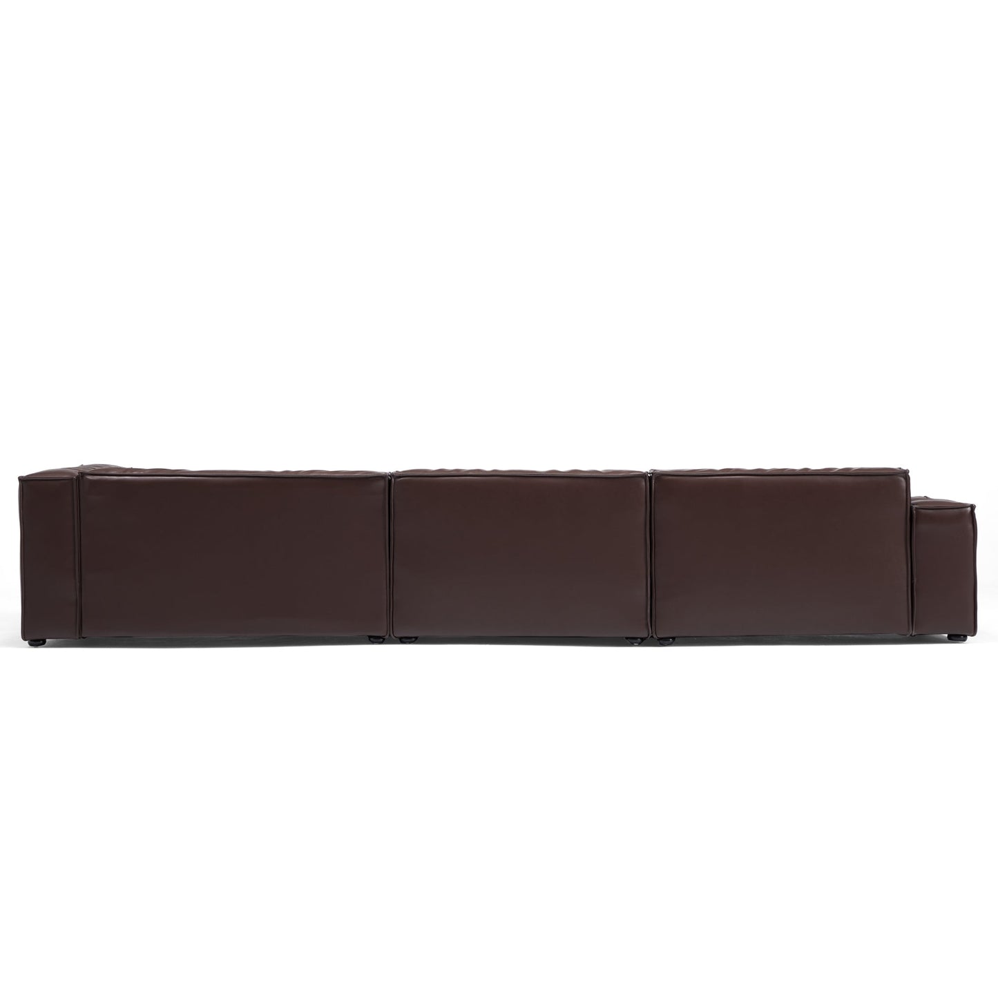 Luxury Minimalist Dark Brown Leather Sectional-Dark Brown