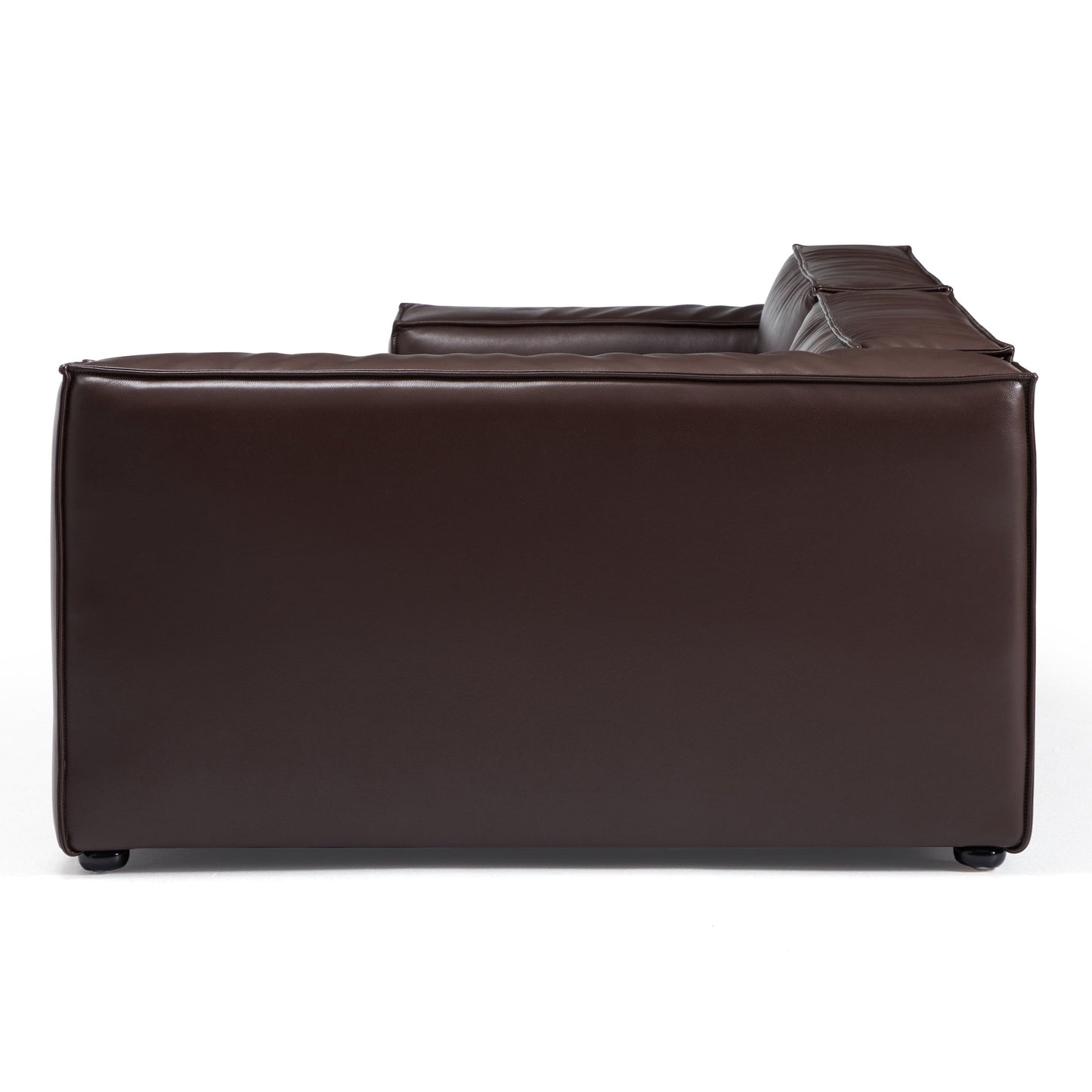 Luxury Minimalist Dark Brown Leather Sectional-Dark Brown
