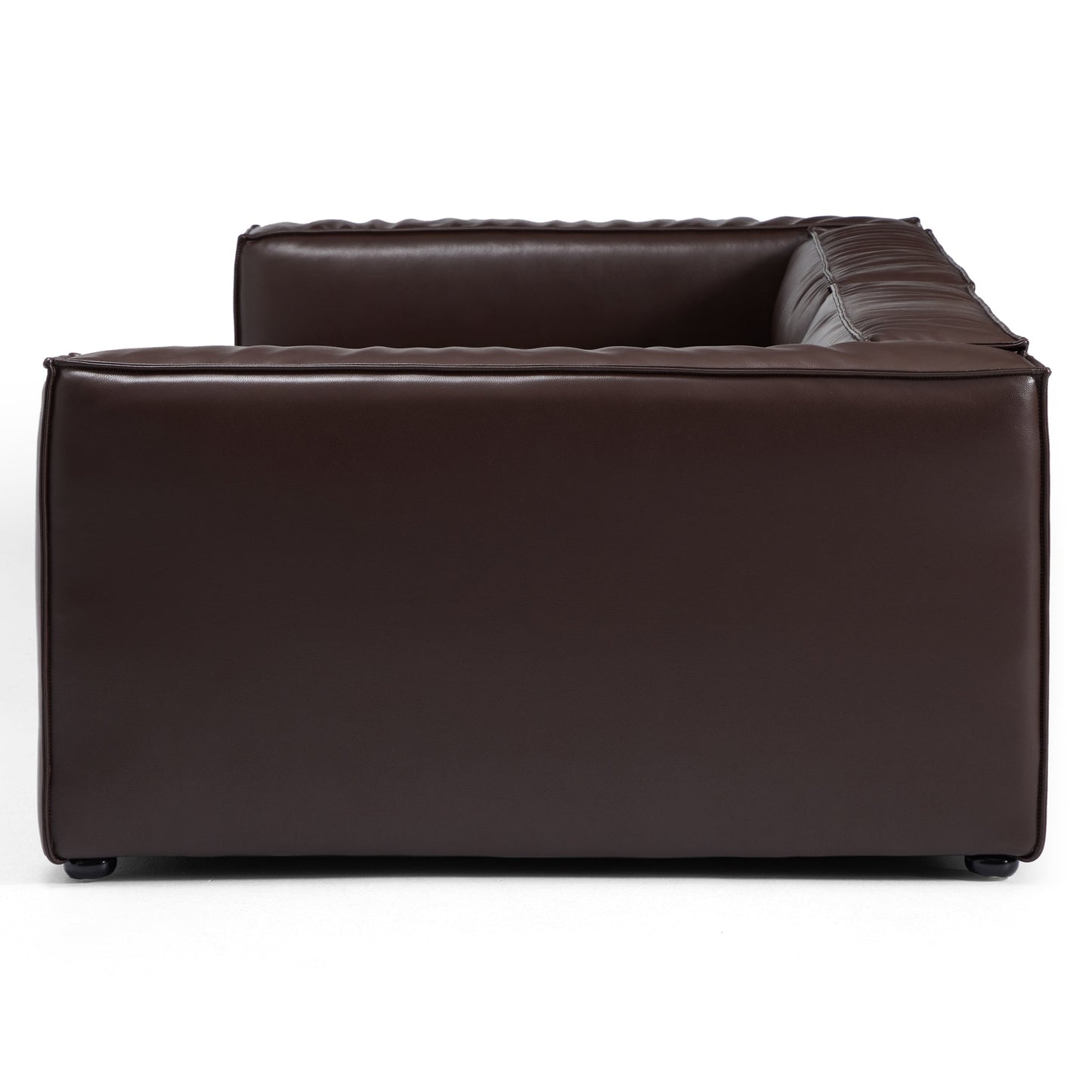 Luxury Minimalist Black Leather Daybed Sofa-Dark Brown