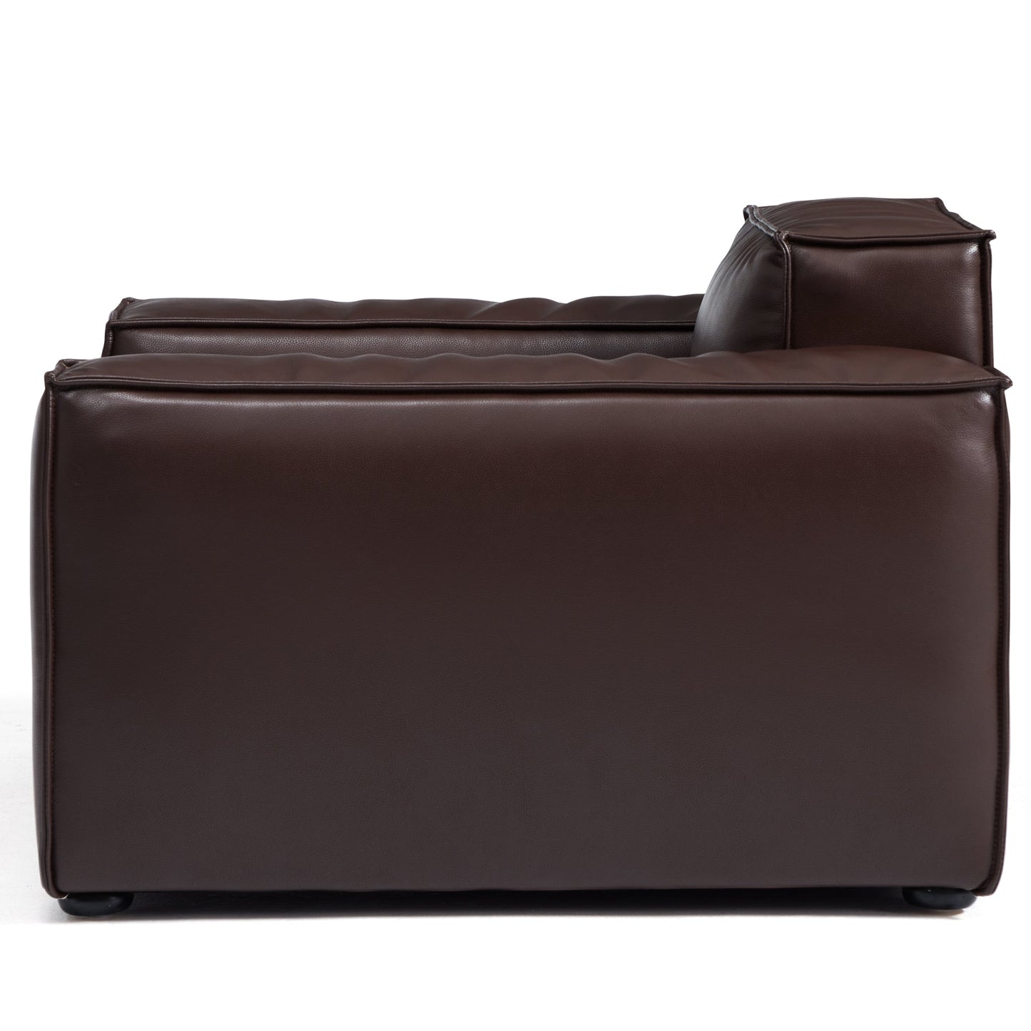 Luxury Minimalist Black Leather Armchair-Dark Brown