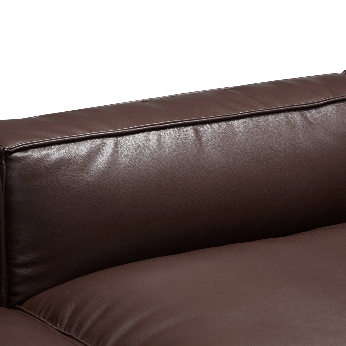 Luxury Minimalist Leather Black Sofa and Ottoman-Dark Brown