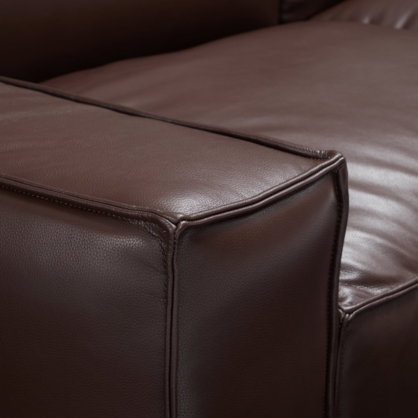 Luxury Minimalist Black Leather Armchair-Dark Brown