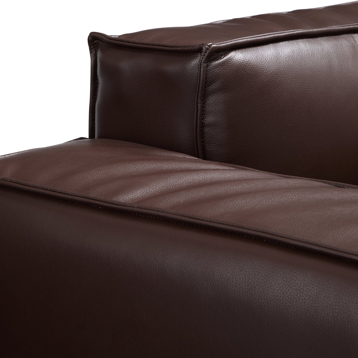 Luxury Minimalist Black Leather Armchair-Dark Brown
