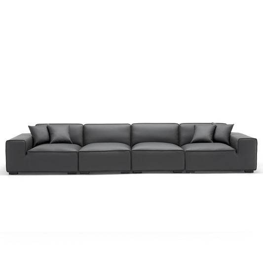 Domus Modular Dark Gray Leather Sofa-hidden